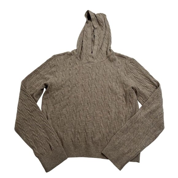 Uniqlo Washable Cable Knit Hoodie in Tan - Picture 1 of 4